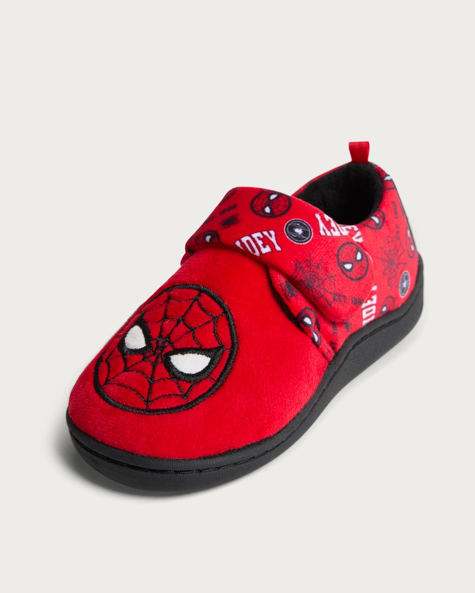 image 1 of Disney Spider-Man Touch Fastening Cupsole Slippers in Red