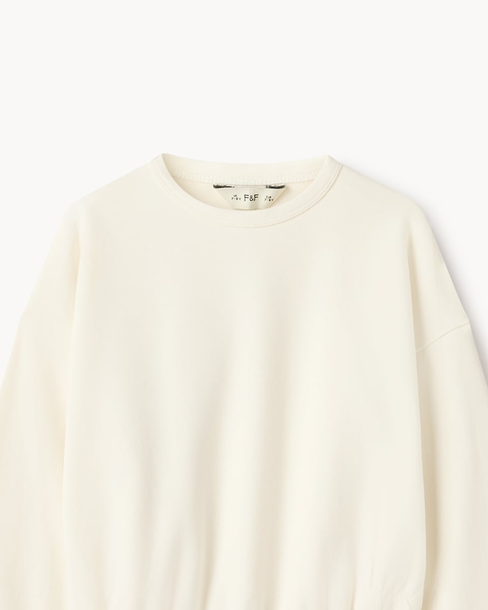 image 1 of F&F Girls Cotton Rich Sweatshirt and Joggers Set in Cream