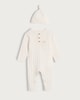 image 1 of F&F Baby 2-Piece Pure Cotton Baby Knitted Romper and Hat Set in White