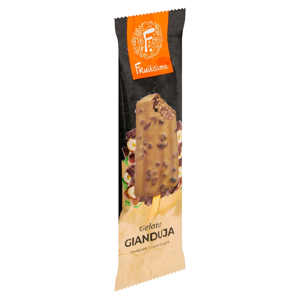 Obrázek 1 pro produkt Fruitisimo Mléčný mražený krém gianduja v polevě s mléčnou čokoládou s kakaovými zrny 70ml