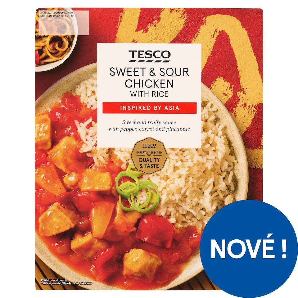 Tesco Sladkokyselá omáčka s kuřecím masem a vařenou rýží 400g