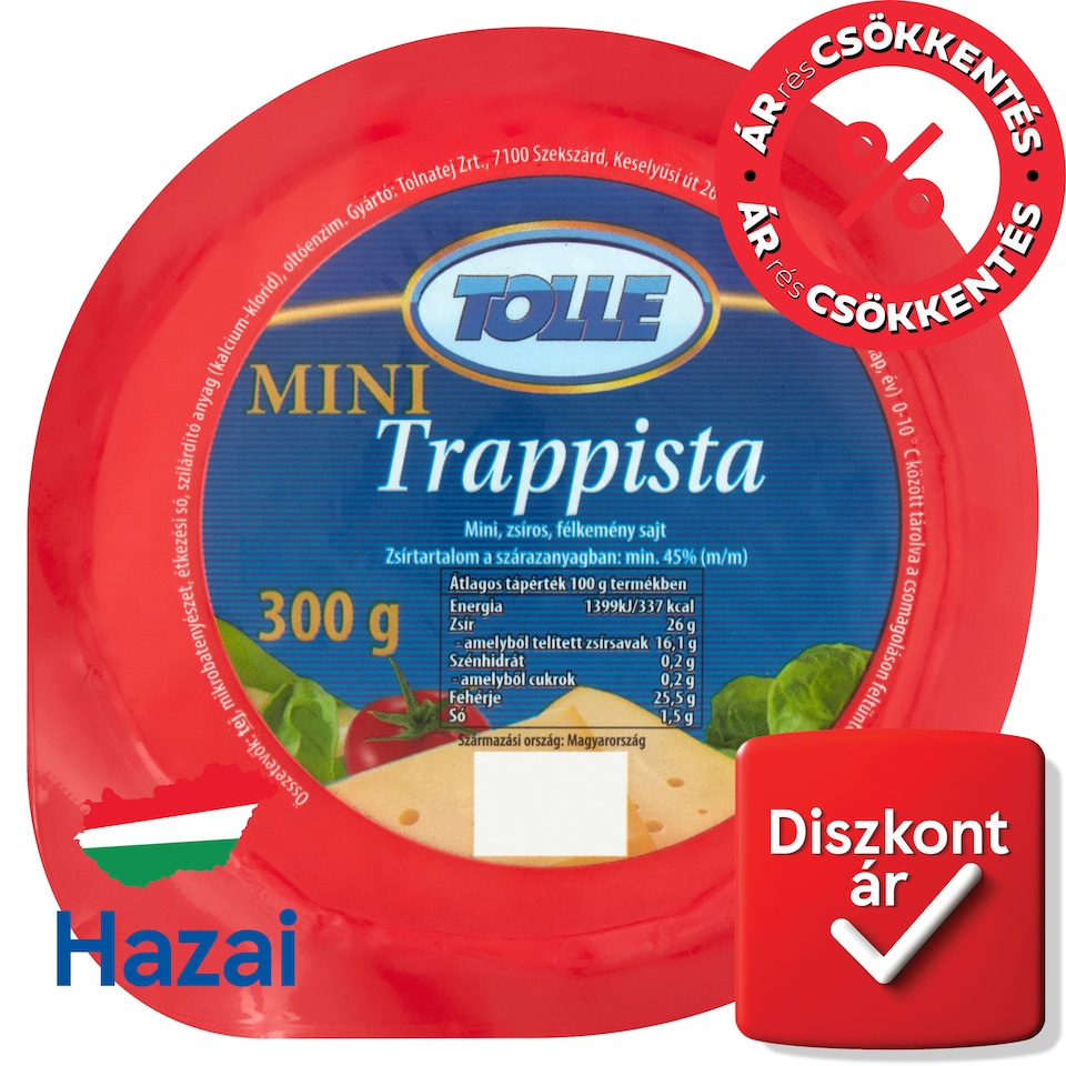 Tolle Mini zsíros, félkemény trappista sajt 300 g  1. kép