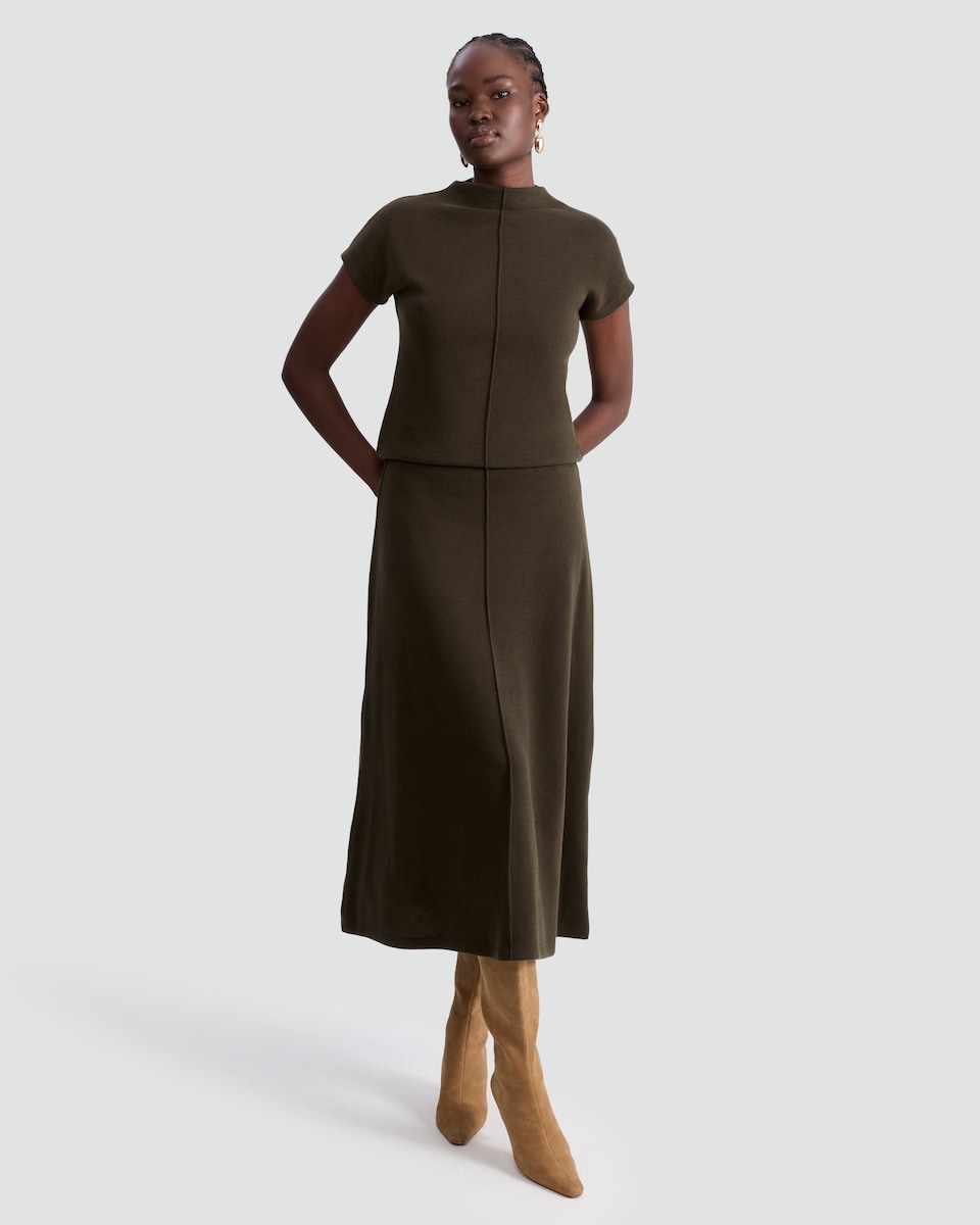 image 1 of F&F High Neck Short Sleeved Co-ord Top with Cotton in Olive