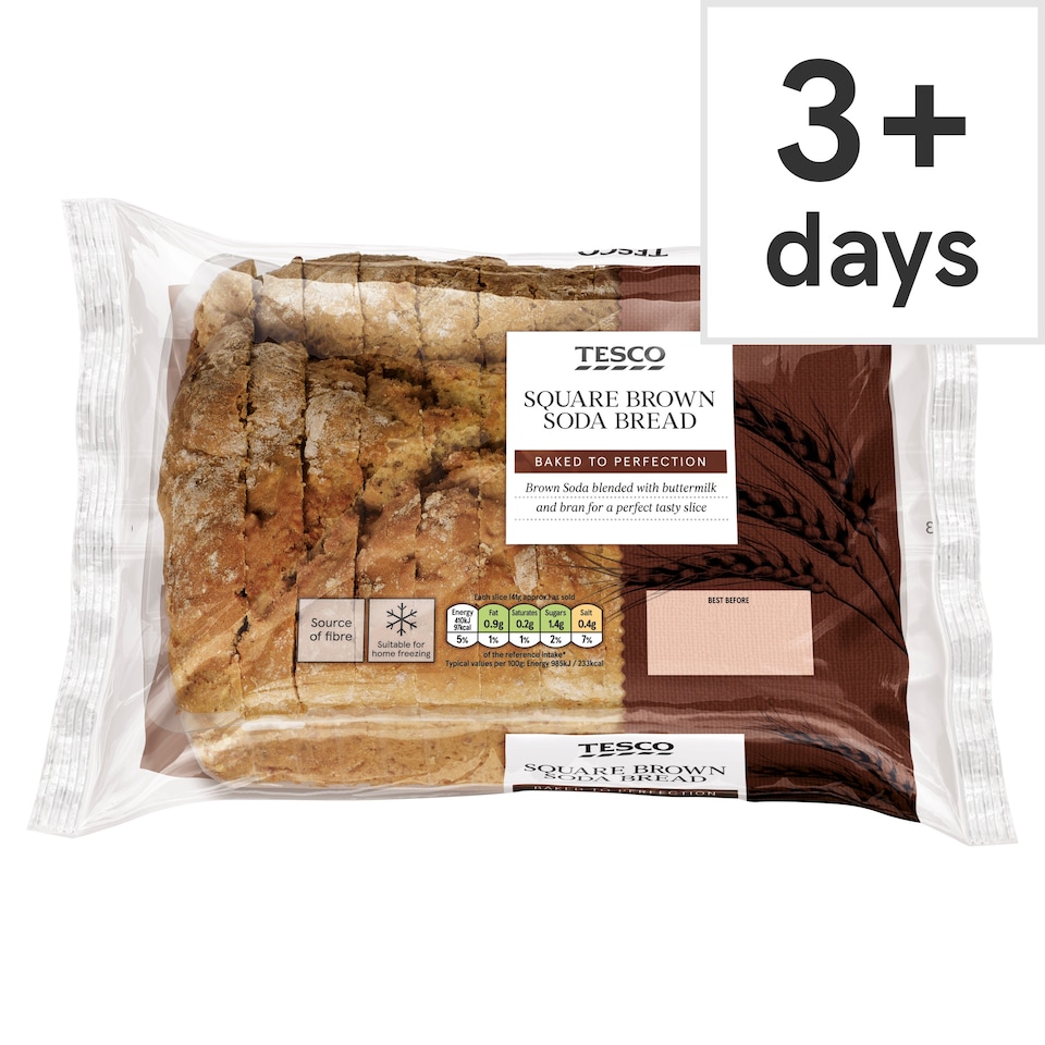 Tesco Brown Soda Bread Square 500G