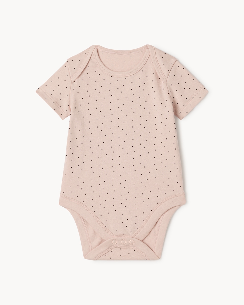 image 1 of F&F Baby 5-Pack Pure Cotton Printed Short Sleeved Bodysuits in Pink