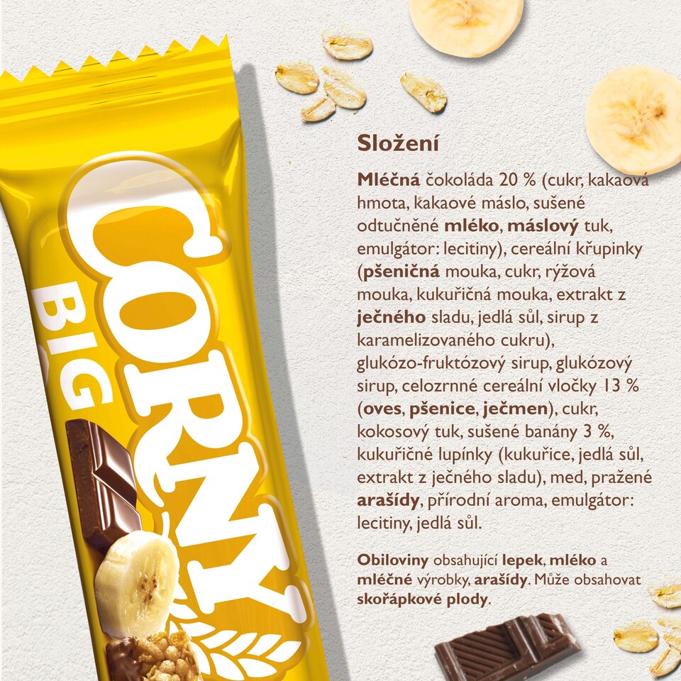 Obrázek 1 pro produkt Corny BIG cereální tyčinka banán v mléčné čokoládě 50g