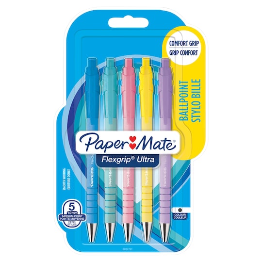 Paper Mate Flexgrip Ultra Ballpoint Pens, Pastel, 5 Count Tesco Groceries