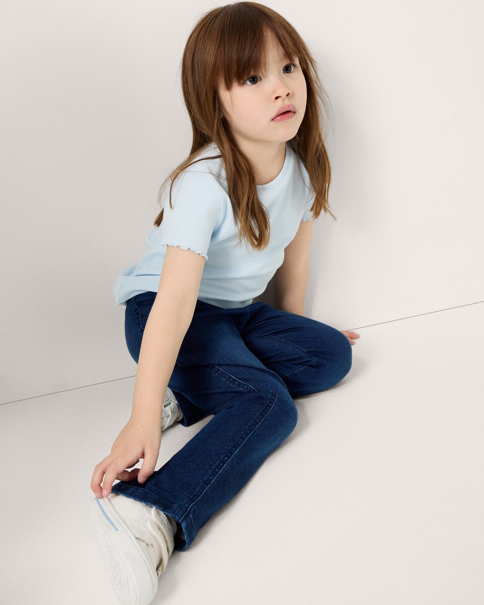 image 1 of F&F Girls Cotton Rich Flared Jeggings in Blue