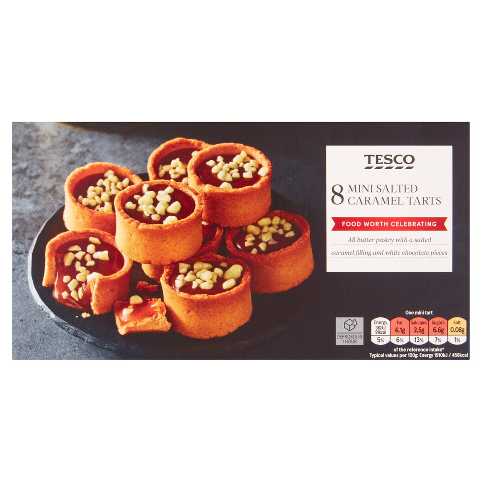 Tesco 8 Mini Salted Caramel Tarts 160G Tesco Groceries