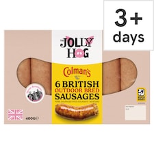 The Jolly Hog Colman's 6 British Outdoor Bred Sausages 400g