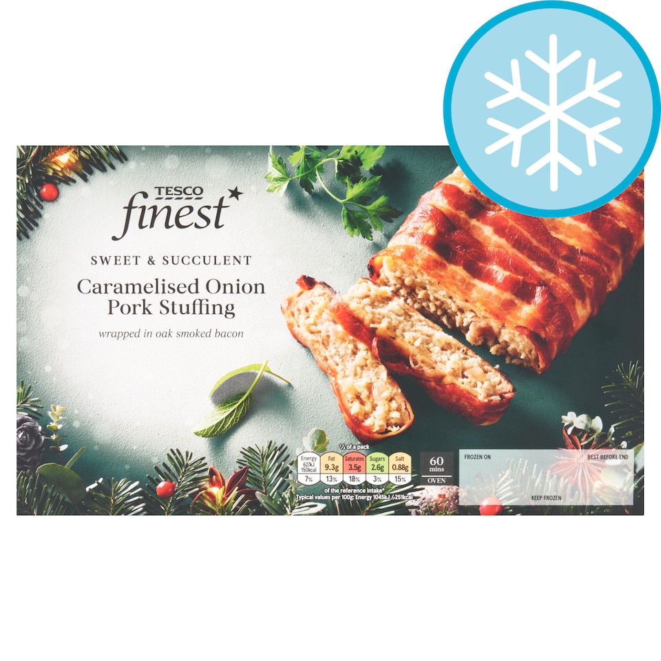 Tesco Finest Caramelised Onion Pork Stuffing Wrapped in Bacon 400g