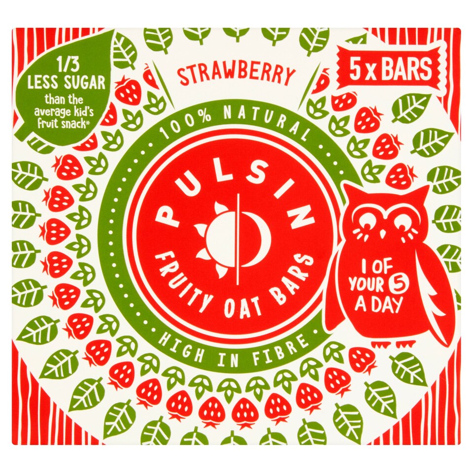 Pulsin Strawberry Fruity Oat Bars 5 X 25G