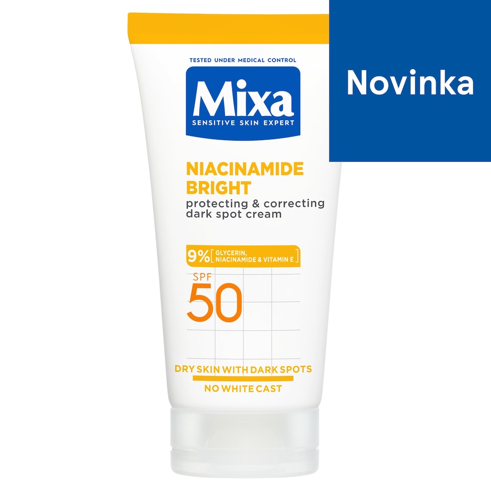 Mixa Niacinamide Bright ochranný a korekčný krém proti tmavým škvrnám na suchú pleť OF 50 50 ml