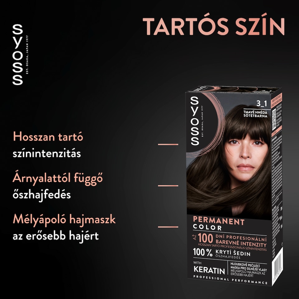 image 1 of Syoss Color 3-1 Dark Brown Permanent Hair Colorant