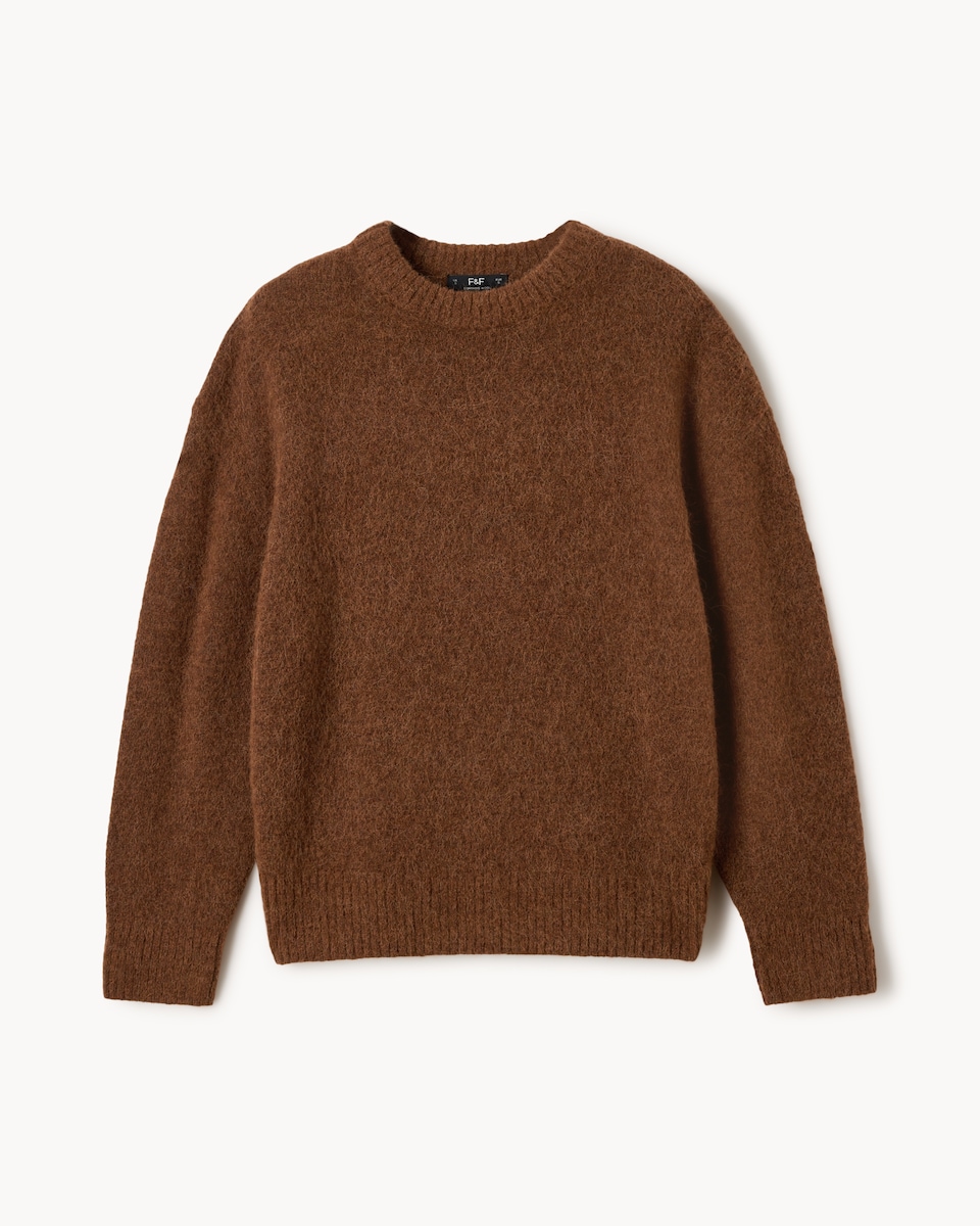 image 1 of F&F Alpaca Wool Blend Crew Neck Jumper in Brown