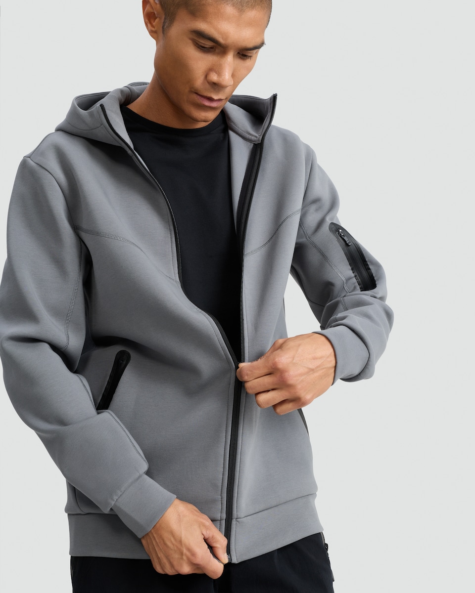 image 1 of 9 Peaks Hooded Full Zip Jacket in Blue