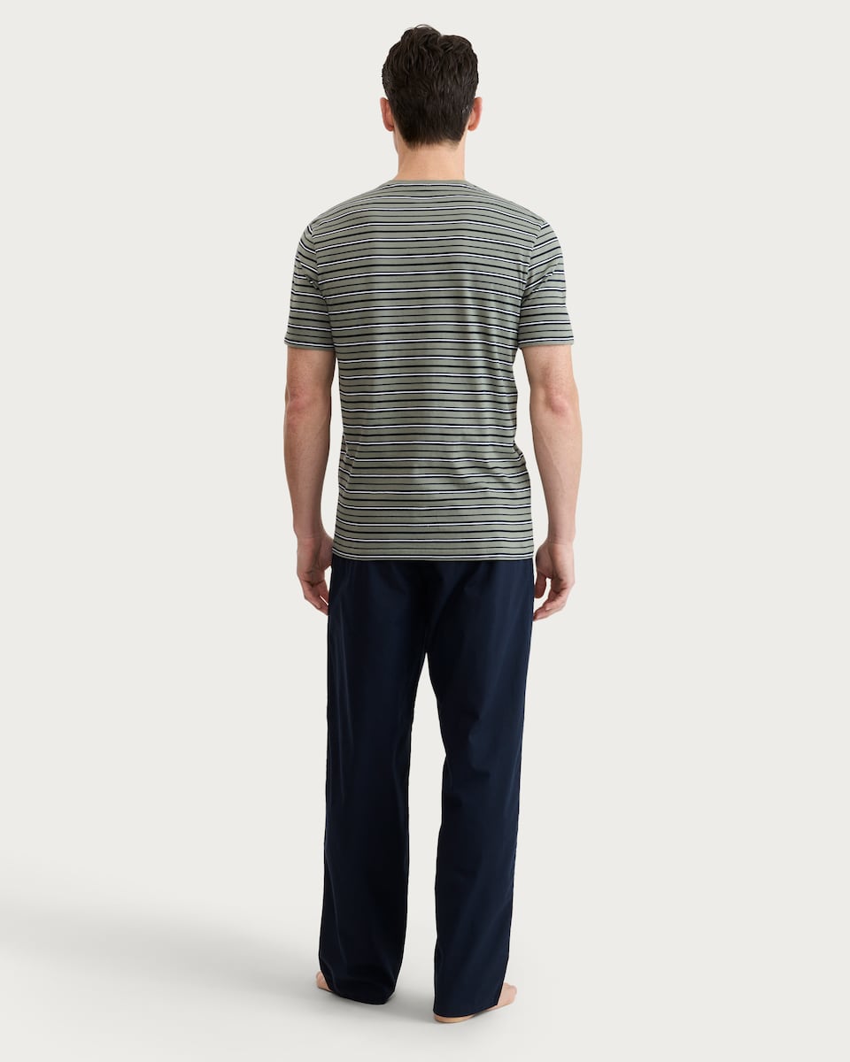 image 1 of F&F Pure Cotton Stripe Pyjama Set in Green