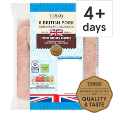 Tesco British Cumberland Sausages 8 Pack 454G