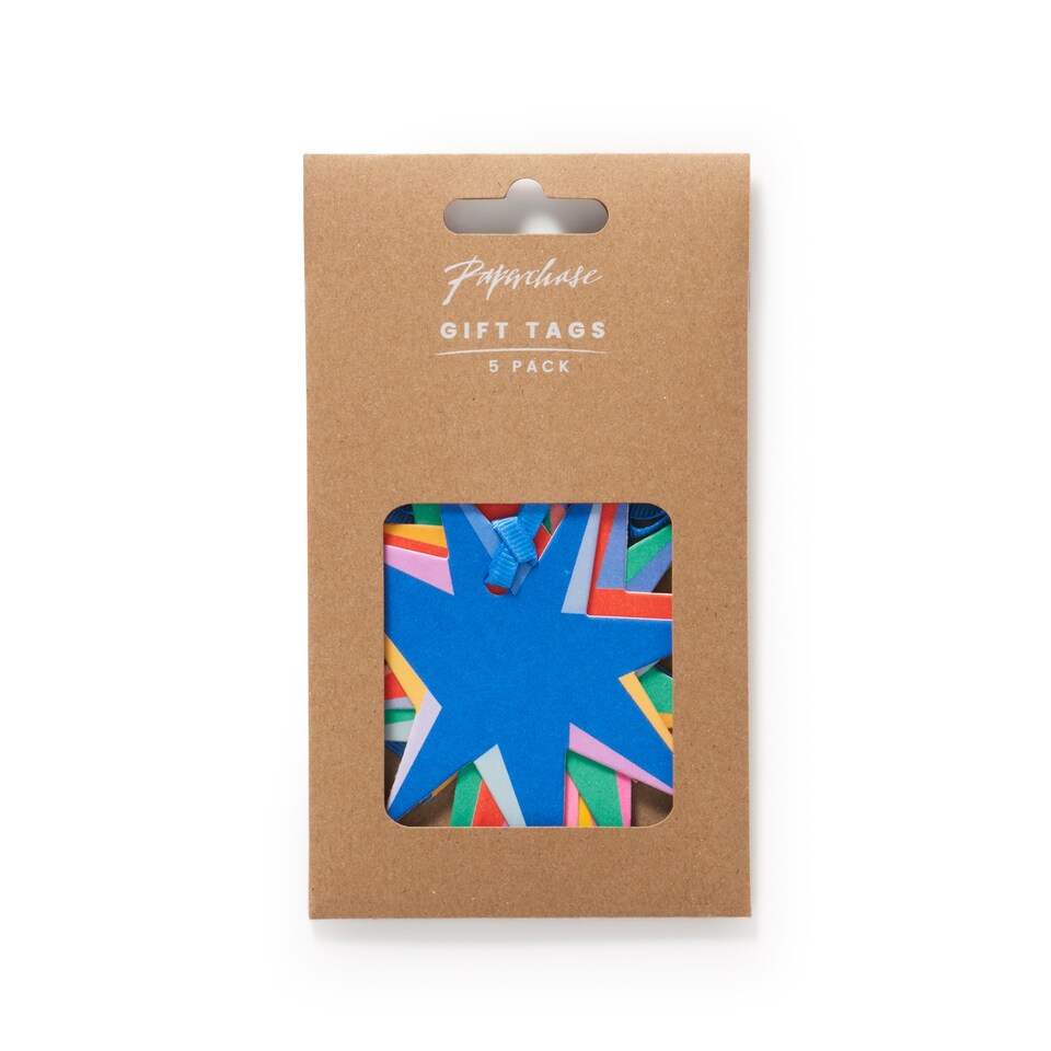 image 1 of Paperchase Cosmic Christmas 5 Pack Star Gift Tags