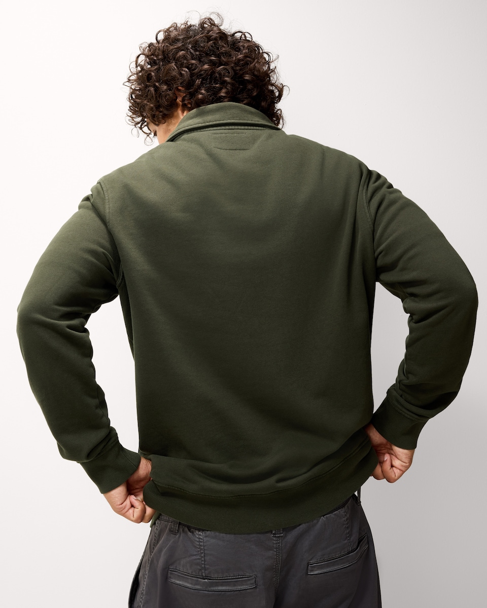 image 1 of RDA Pure Cotton Half Zip Sweatshirt in Khaki