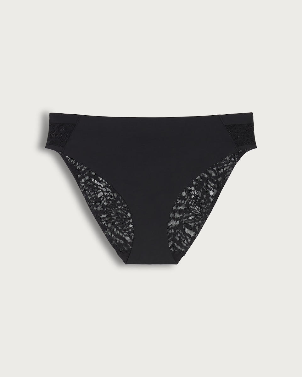 F&F Animal Print Lace Panel High Leg Knickers in Black