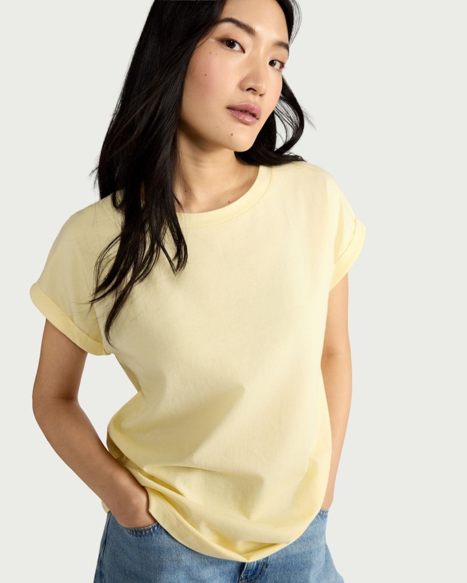 image 1 of F&F Pure Cotton Short Sleeved T-Shirt in Yellow