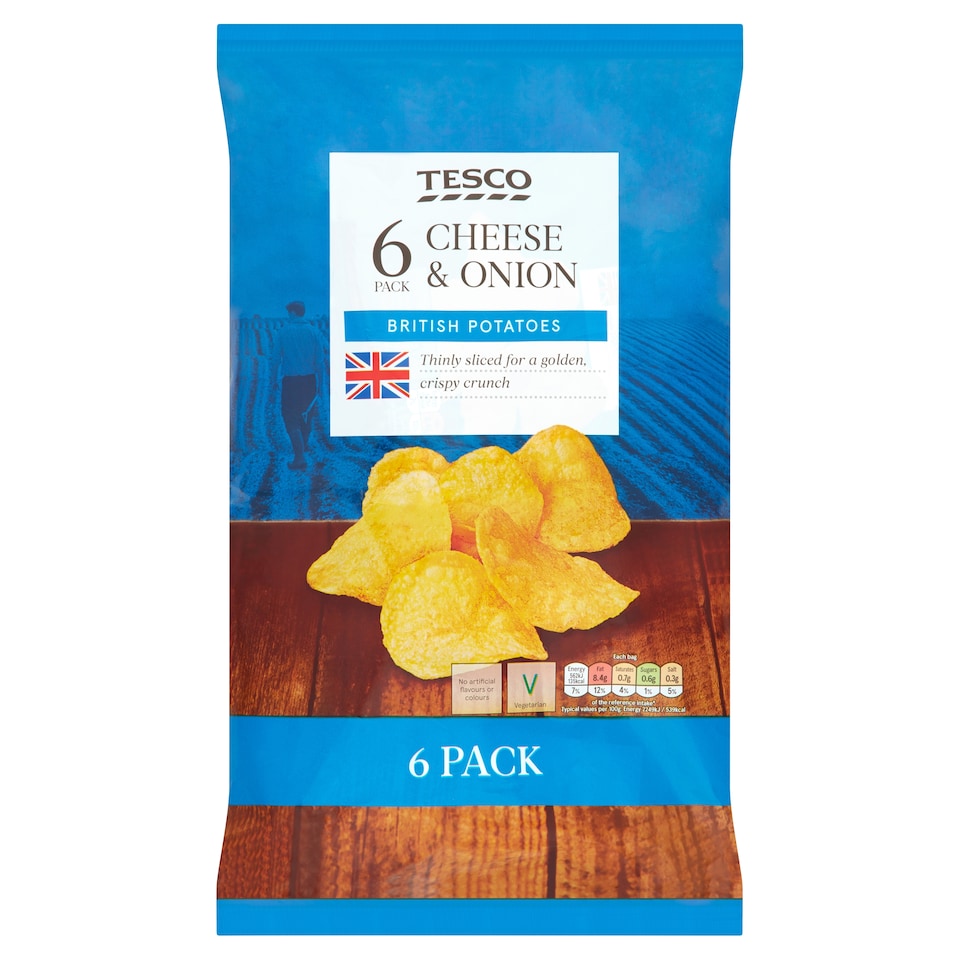 Tesco Cheese & Onion Crisps 6X25g