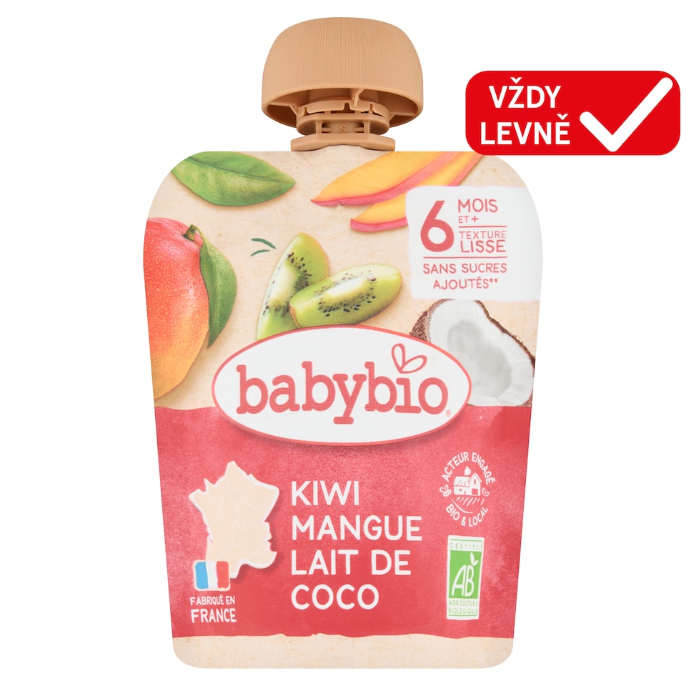 Babybio Organic Puree Kiwi Mango Coconut 90g