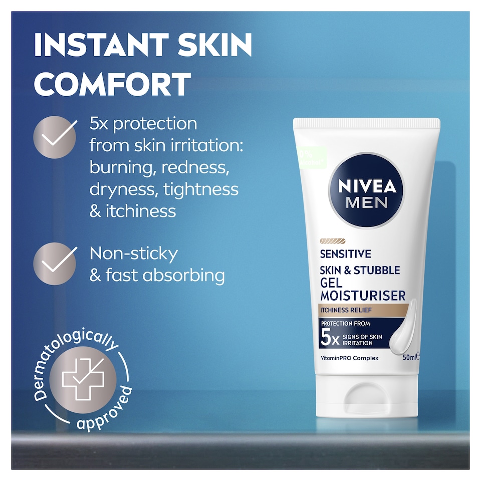 image 1 of Nivea Men Sensitive Skin And Stubble Moisturiser 50Ml
