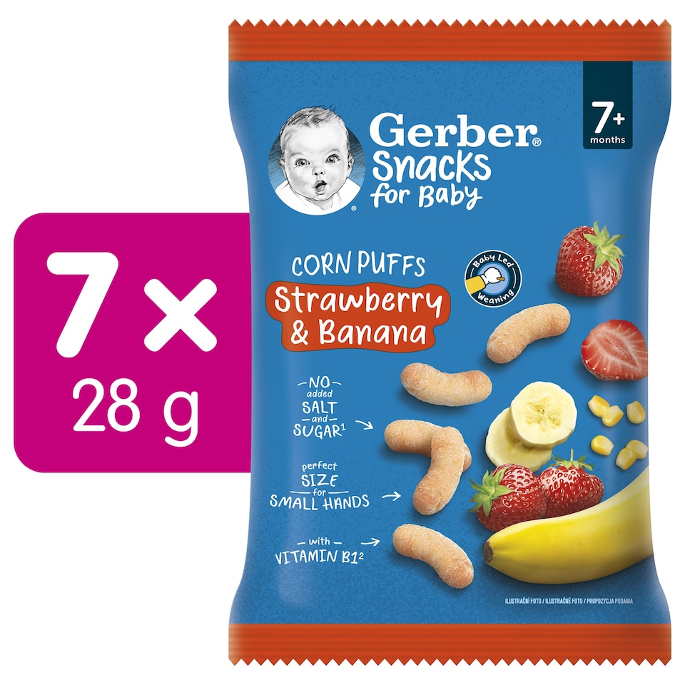 image 1 of GERBER Snacks Corn Crisps Strawberry and Banana 28g