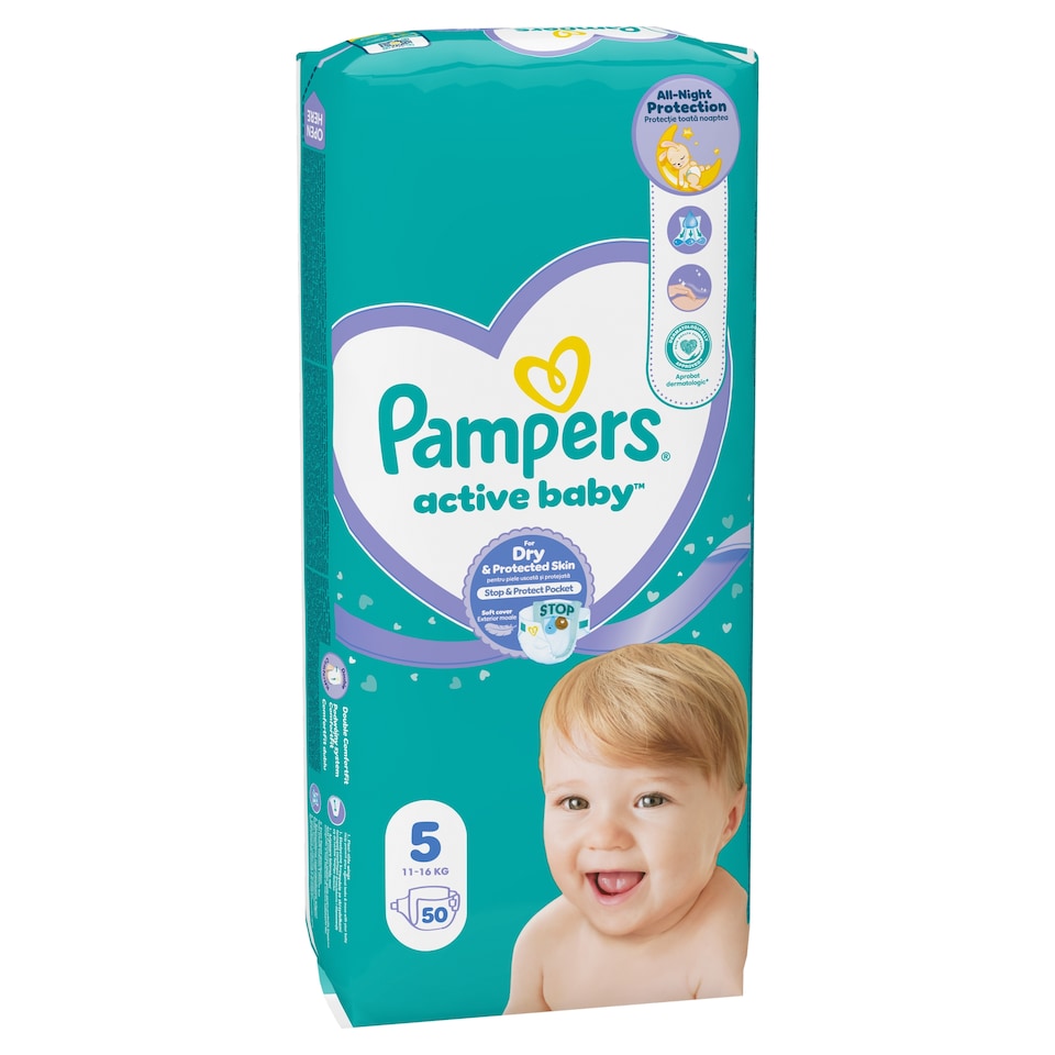 image 1 of Pampers Active Baby Size 5, 50 Nappies, 11kg-16kg