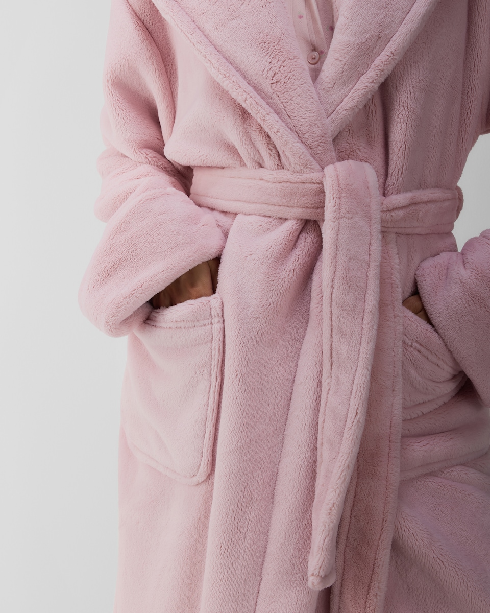 image 1 of F&F Hooded Dressing Gown in Pink
