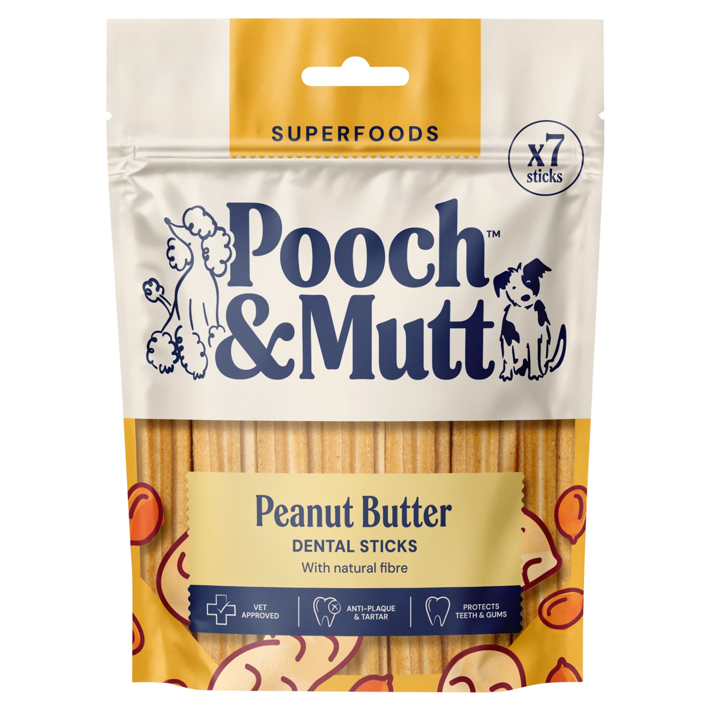 Pooch & Mutt Vegan Dental Sticks - Peanut Butter 7 Pack 251g