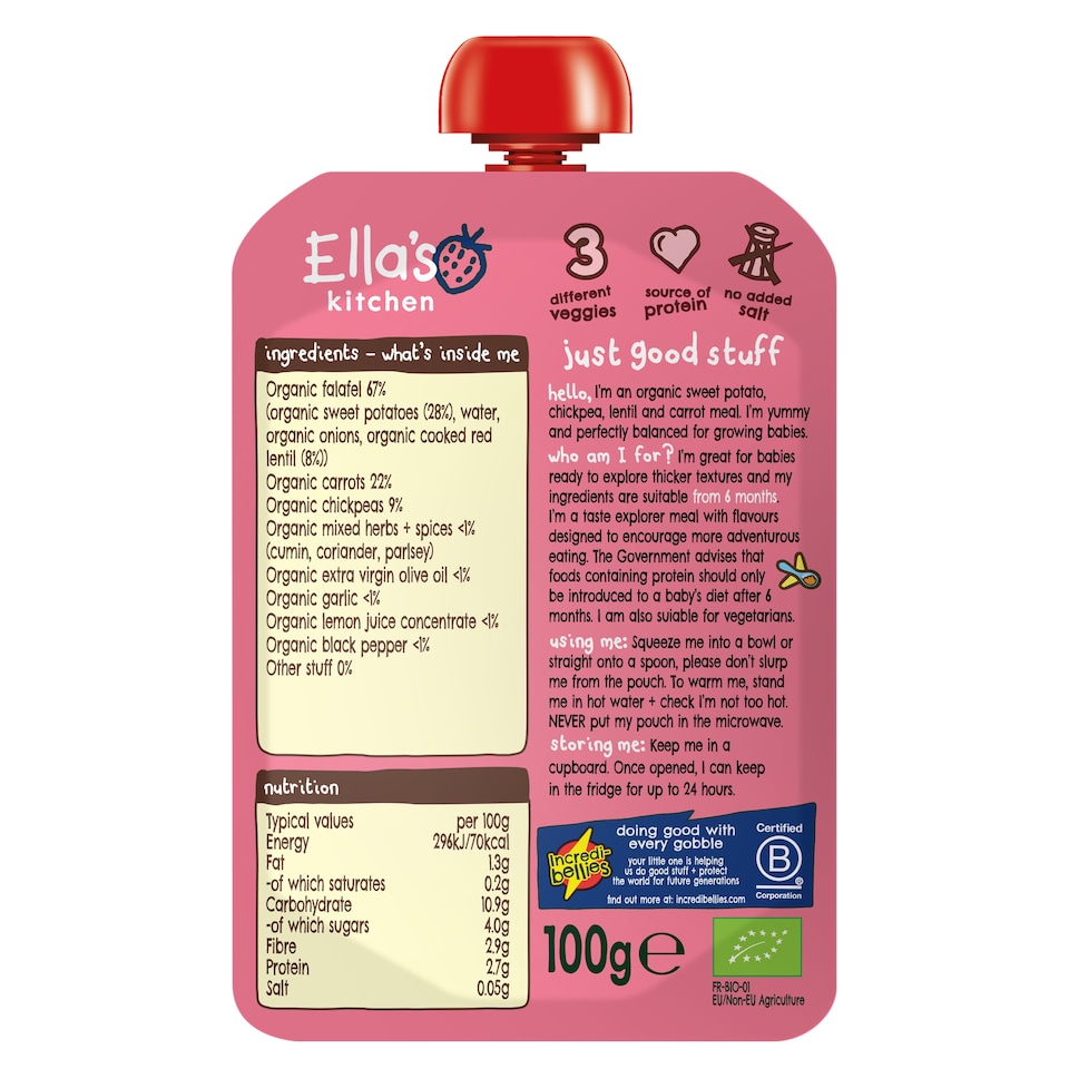 image 1 of Ella's Kitchen Sweet Potato & Hummus 6+ Months 100G