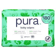 Pura Plastic Free Baby Wipes 3 x 60pk