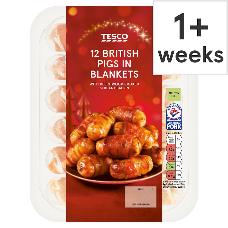 Tesco 12 British Pigs In Blankets 222G