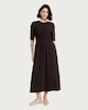 image 3 of F&F Cotton Rich Shirred Waist Midi Dress in Brown