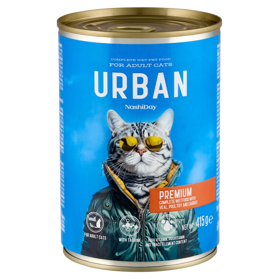 NashiDay Urban állateledel felnőtt macskák számára borjúval, baromfival, sárgarépával szószban 415 g  1. kép
