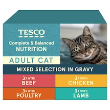 Tesco Adult Cat Food Mixed Selection In Jelly 12X100g