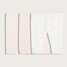 F&F Baby 3-Pack Pure Cotton Textured Patterned Leggings in White