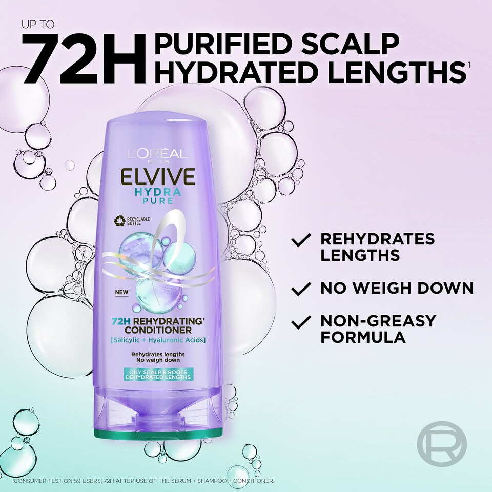 image 1 of L'Oreal Paris Elvive Hydra Pure 72H Rehydrating Conditioner 300ml