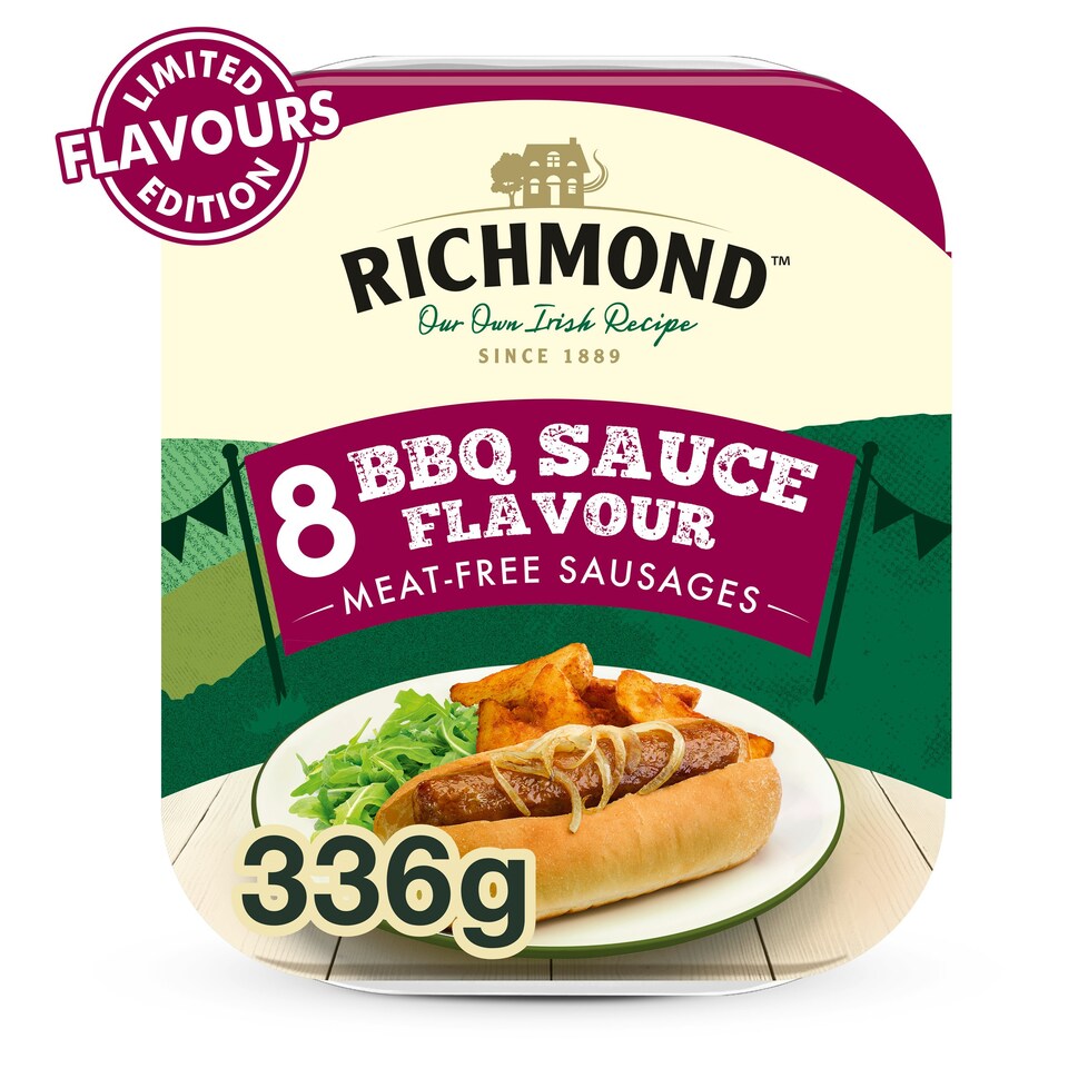 Richmond 8 Bbq Sauce Meat Free Vegan Sausages 336G Tesco Groceries