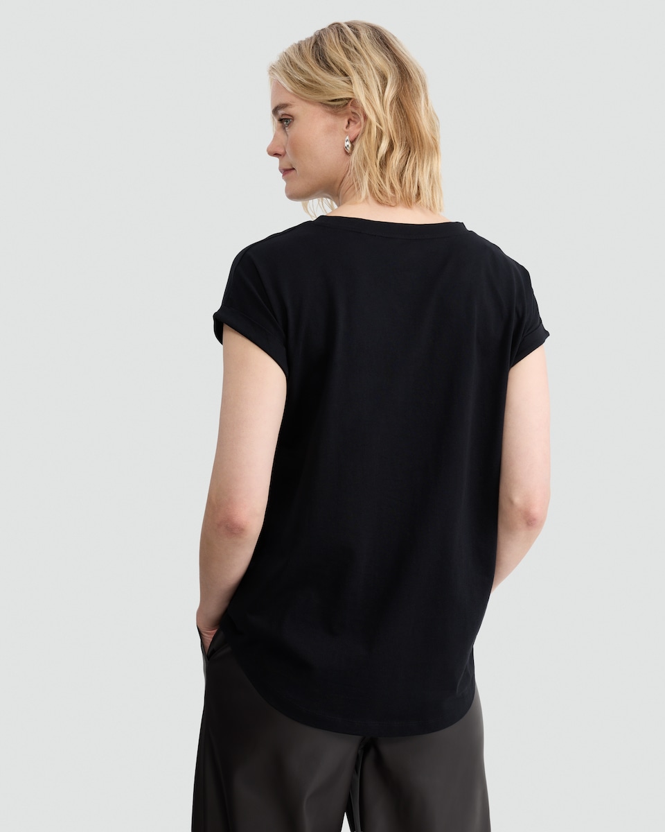 image 1 of F&F Pure Cotton Holiday Spirit Cocktail Print T-Shirt in Black