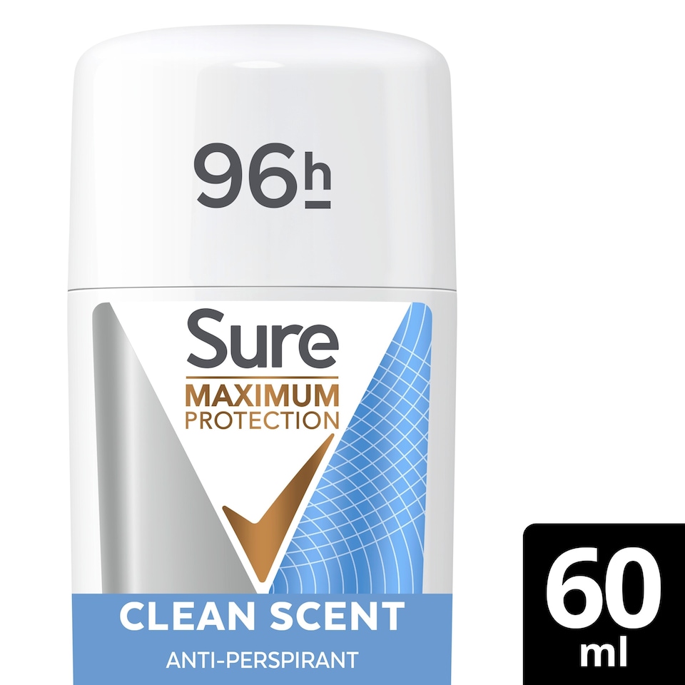 image 1 of Sure  Maximum Protection Clean Scent Odour Control Antiperspirant Deodorant Invisible Cream 60ml