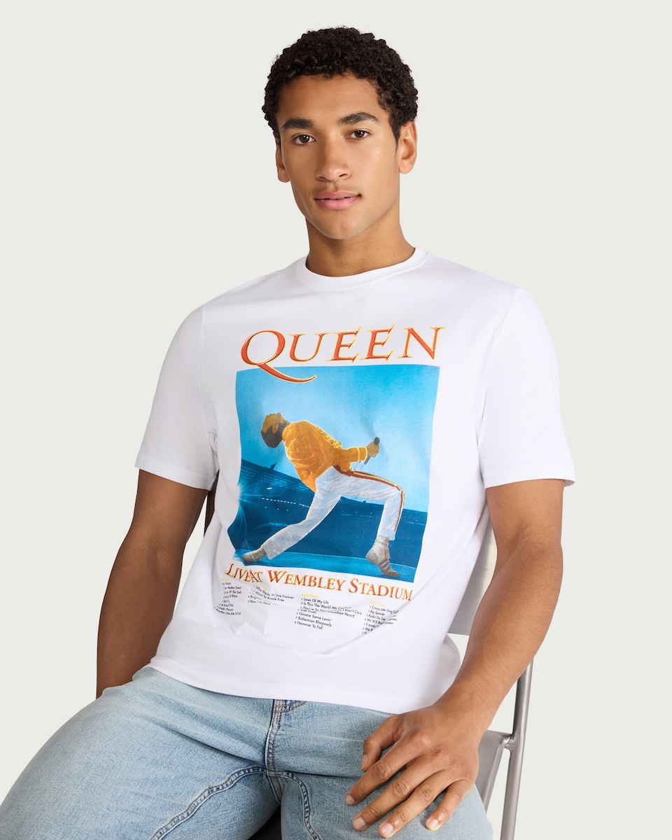 image 1 of Queen Wembley Stadium Pure Cotton T-Shirt in White