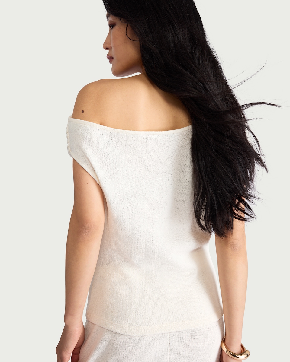 image 1 of F&F Textured Draped Co-ord Top in Cream