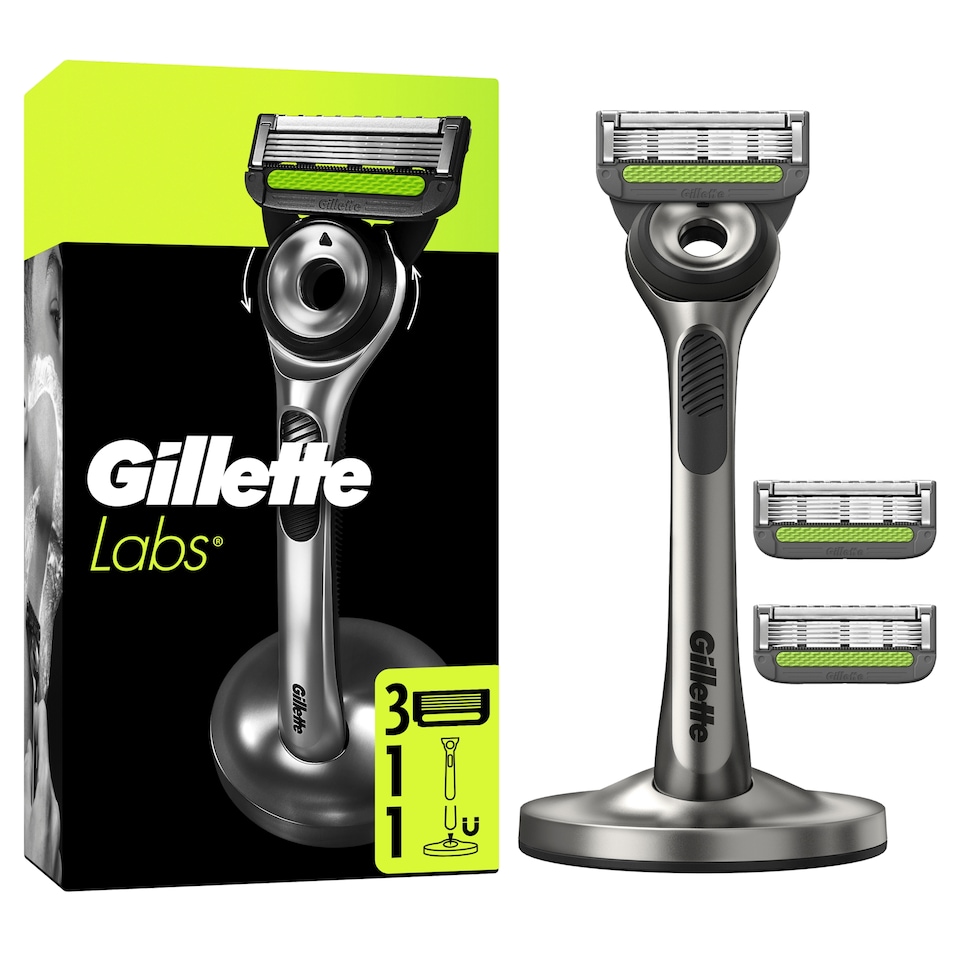 Obrázek 1 pro produkt GilletteLabs Holicí Strojek S Exfoliačním Páskem, 1 Rukojeť, 3 Holicí Hlavice, 1 Magnetický Stojan