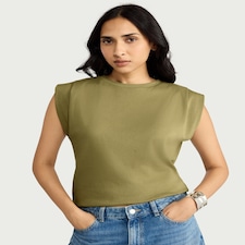 F&F Pure Cotton Sleeveless Top in Olive