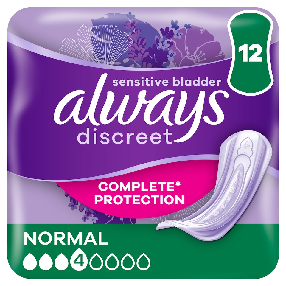 image 1 of Always Discreet Normal Incontinence Pads 12 Pack