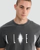 image 4 of F&F Pure Cotton Relaxed Fit Alien Slogan T-Shirt in Grey